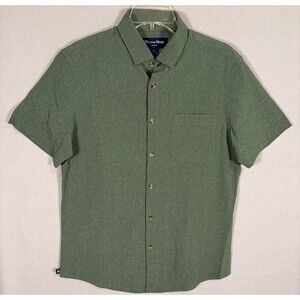 NWOT Mizzen+Main Camp Shirt Mens M Olive Green Peeformance Beach Resort Shirt